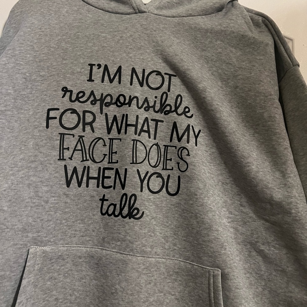 Gray Hoodie with Black Text